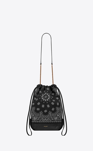 Teddy pouch in bandana fabric and leather